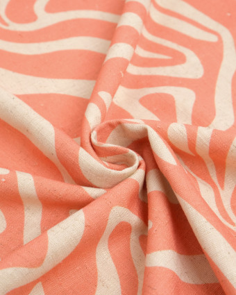 Viscose Lin Imprimé Flow Rose Naturel - Mercerine
