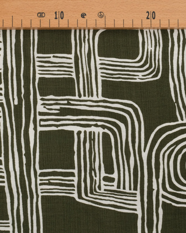 Viscose Mélangée Imprimé Méline Kaki - Mercerine