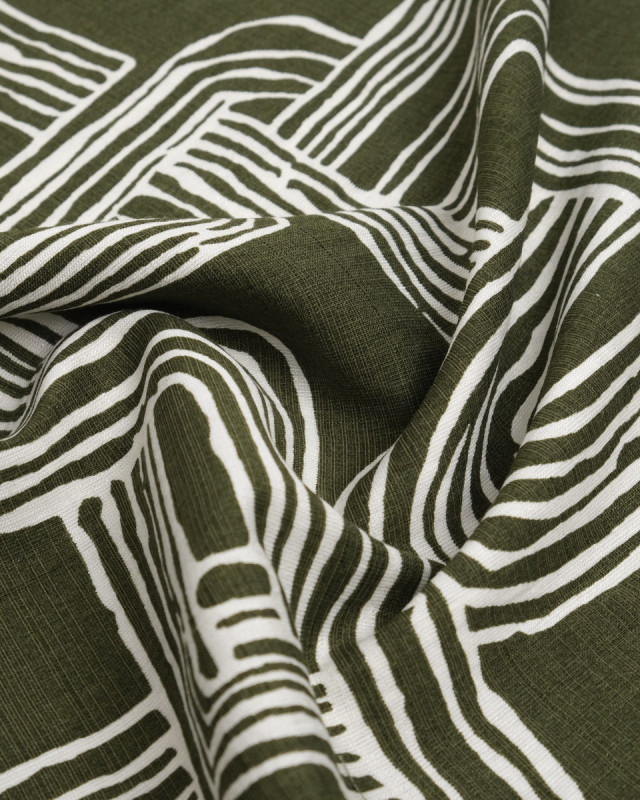 Viscose Mélangée Imprimé Méline Kaki - Mercerine