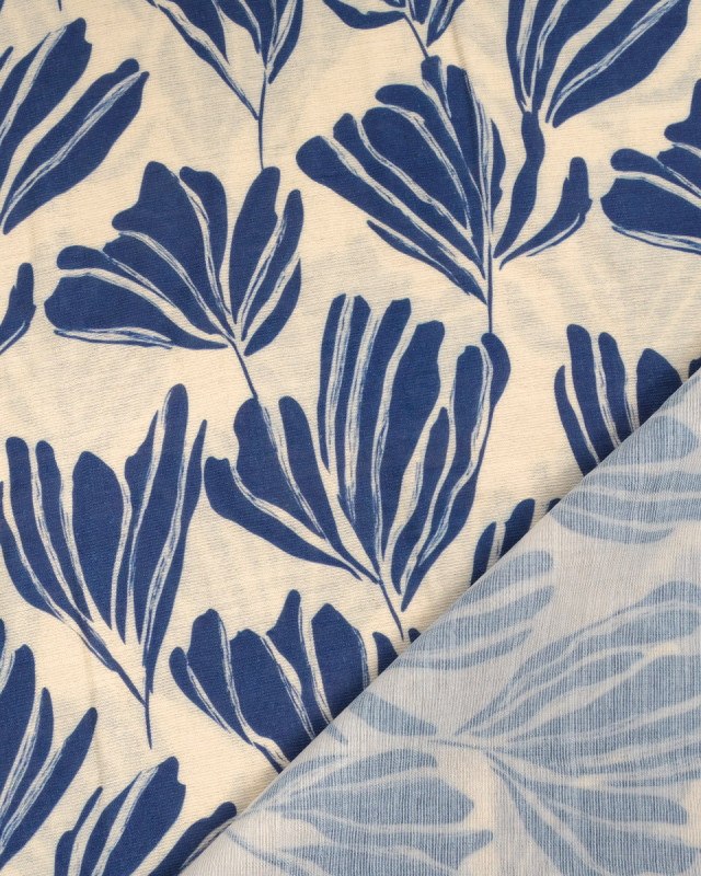 Viscose Mélangée Imprimé Romie Indigo Ecru - Mercerine