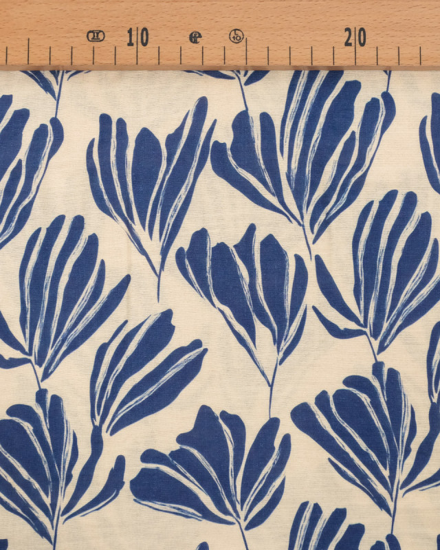 Viscose Mélangée Imprimé Romie Indigo Ecru - Mercerine