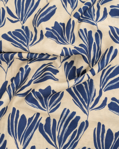 Viscose Mélangée Imprimé Romie Indigo Ecru - Mercerine