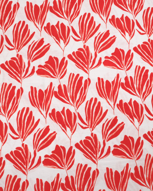 Viscose Mélangée Imprimé Romie Rouge Ecru - Mercerine