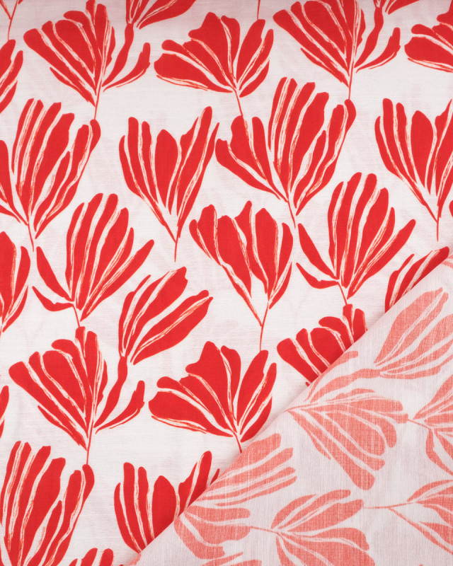 Viscose Mélangée Imprimé Romie Rouge Ecru - Mercerine