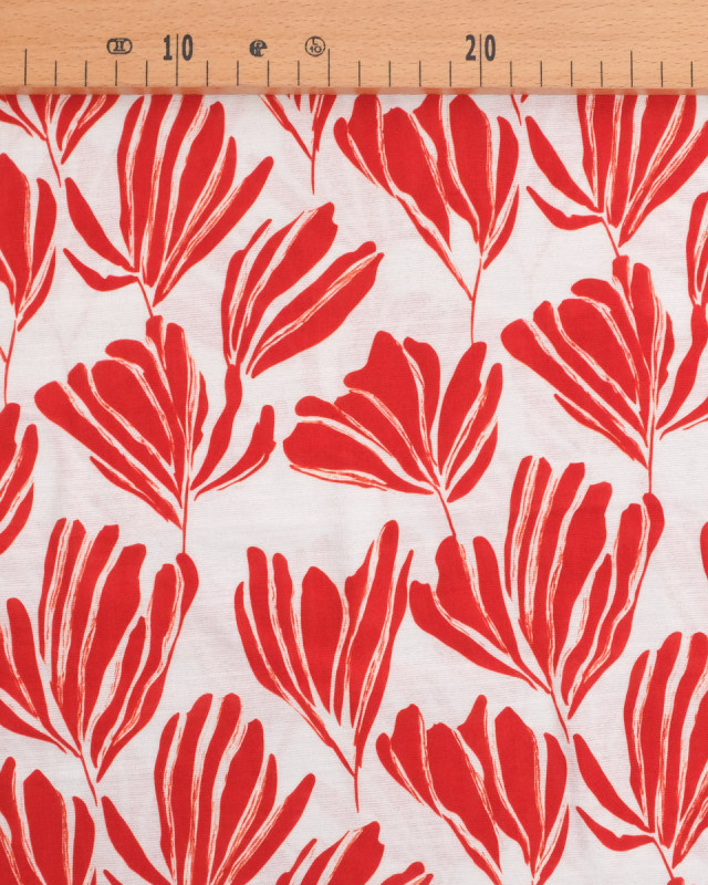 Viscose Mélangée Imprimé Romie Rouge Ecru - Mercerine