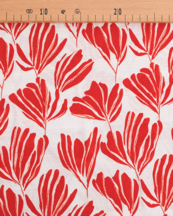 Viscose Mélangée Imprimé Romie Rouge Ecru - Mercerine