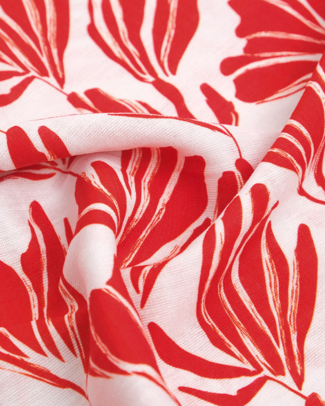 Viscose Mélangée Imprimé Romie Rouge Ecru - Mercerine