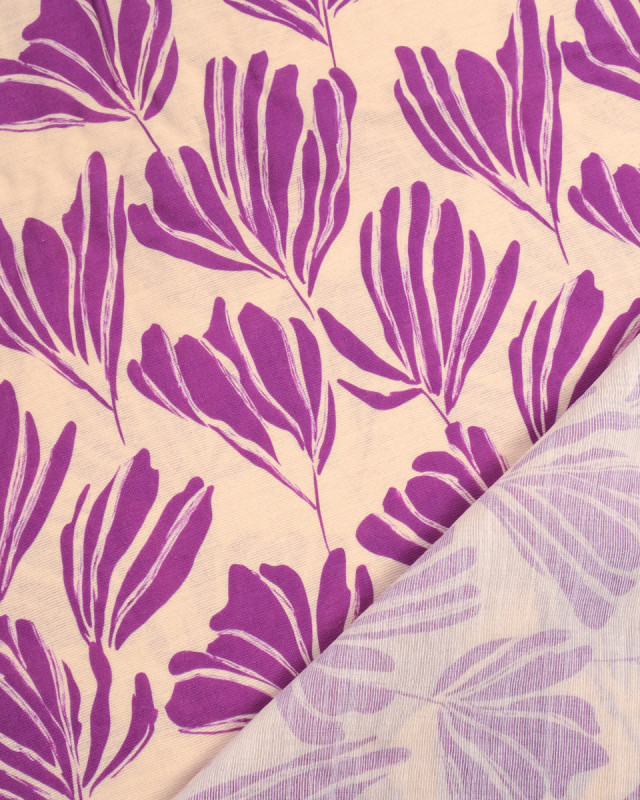 Viscose Mélangée Imprimé Romie Beige Violet - Mercerine
