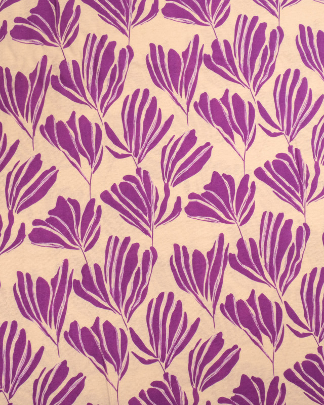 Viscose Mélangée Imprimé Romie Beige Violet - Mercerine