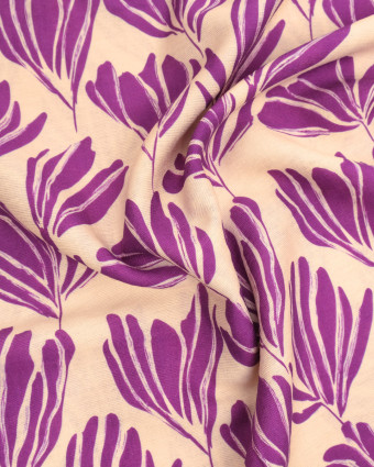 Viscose Mélangée Imprimé Romie Beige Violet - Mercerine
