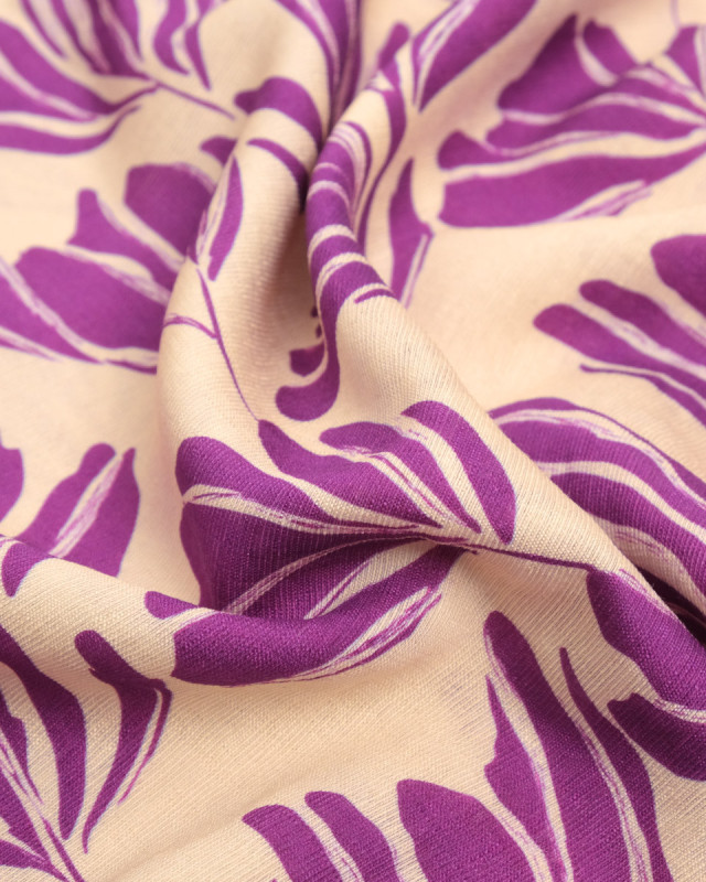 Viscose Mélangée Imprimé Romie Beige Violet - Mercerine