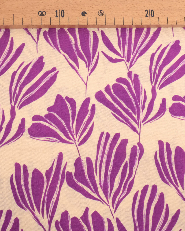 Viscose Mélangée Imprimé Romie Beige Violet - Mercerine