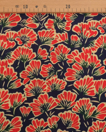 Viscose Mélangée Imprimé Palma Rouge Marine - Mercerine