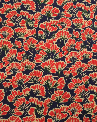 Viscose Mélangée Imprimé Palma Rouge Marine - Mercerine