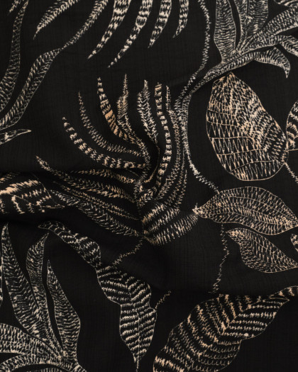 Viscose Mélangée Imprimé Marie Noir Ecru - Mercerine