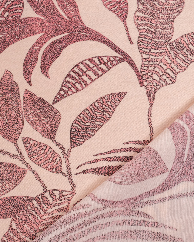 Viscose Mélangée Imprimé Marie Rose Ecru Rosé - Mercerine