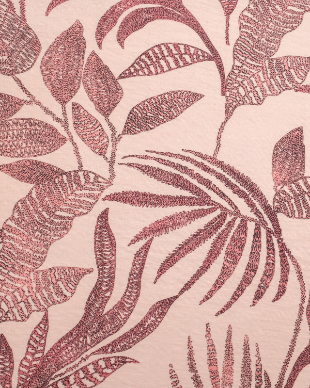 Viscose Mélangée Imprimé Marie Rose Ecru Rosé - Mercerine