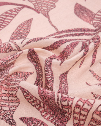 Viscose Mélangée Imprimé Marie Rose Ecru Rosé - Mercerine