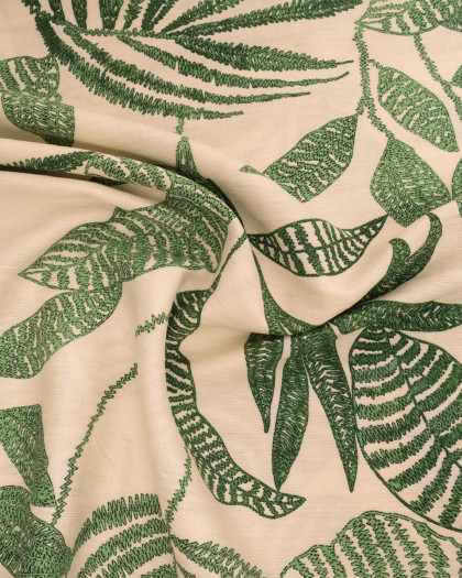 Viscose Mélangée Imprimé Marie Vert Ecru - Mercerine