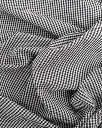 Tissu Coton Vichy Noir et Blanc Petits Carreaux  - Mercerine