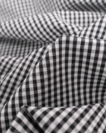 Tissus Vichy : Coton Vichy Noir et Blanc Petits Carreaux - Mercerine