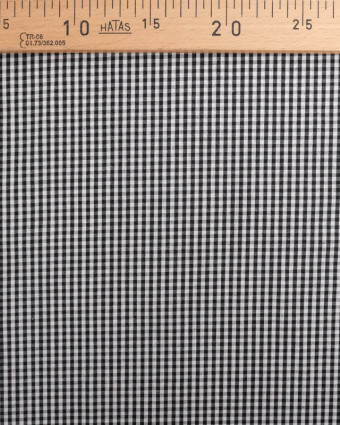 Tissus Vichy : Coton Vichy Noir et Blanc Petits Carreaux - Mercerine
