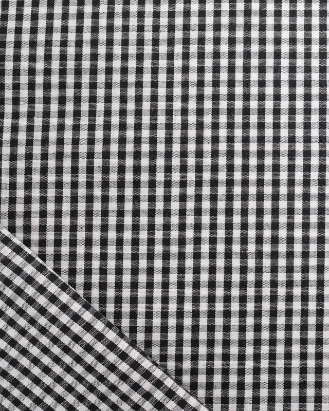 Tissus Vichy : Coton Vichy Noir et Blanc Petits Carreaux - Mercerine