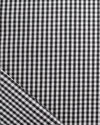 Tissus Vichy : Coton Vichy Noir et Blanc Petits Carreaux - Mercerine