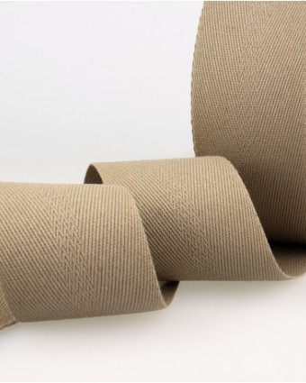 Ruban Sergé de coton taupe 50mm - Mercerine