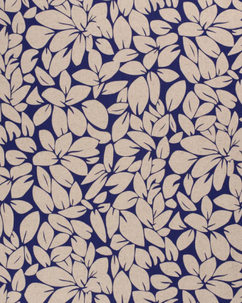 Tissu Viscose Lin imprimé feuilles fond lin - Mercerine