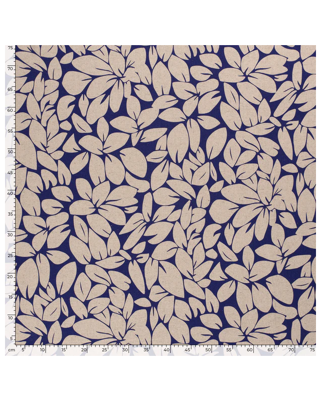 Tissu Viscose Lin imprimé feuilles fond lin - Mercerine