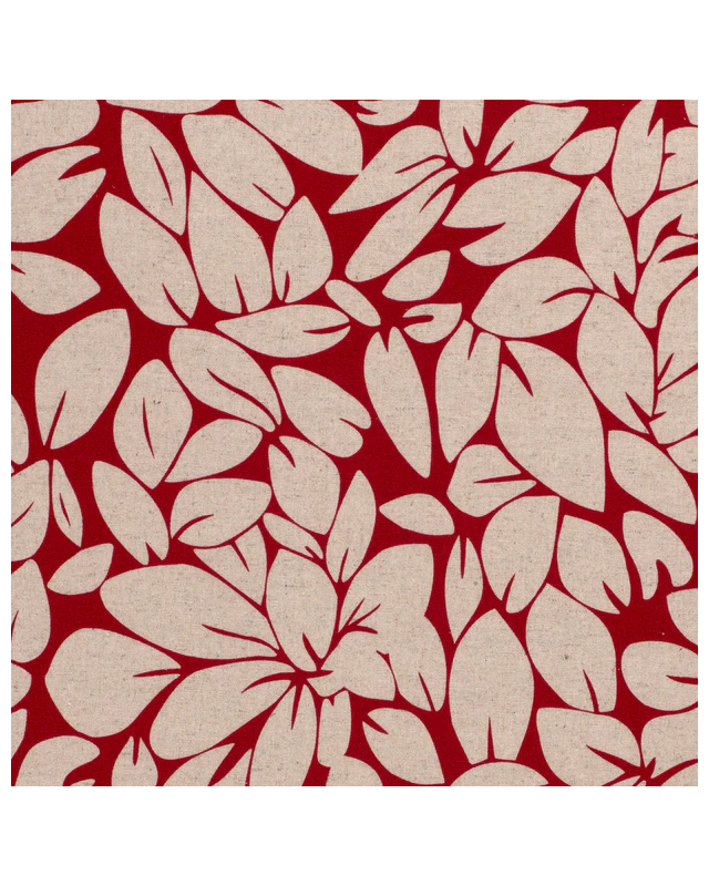 Tissu Viscose Lin imprimé feuilles fond lin - Mercerine