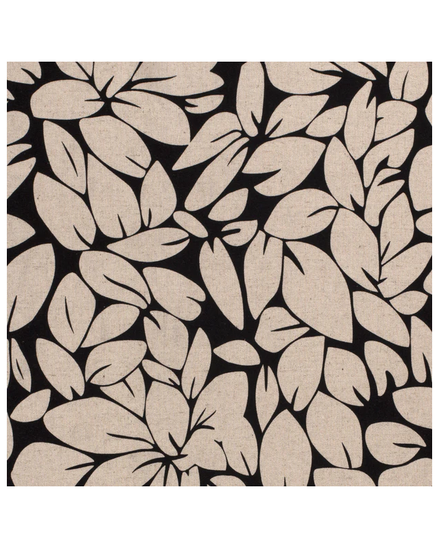 Tissu Viscose Lin imprimé feuilles fond lin - Mercerine