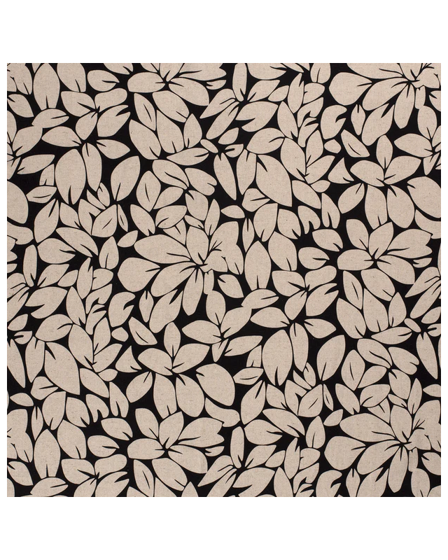 Tissu Viscose Lin imprimé feuilles fond lin - Mercerine