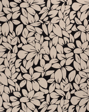 Tissu Viscose Lin imprimé feuilles fond lin - Mercerine