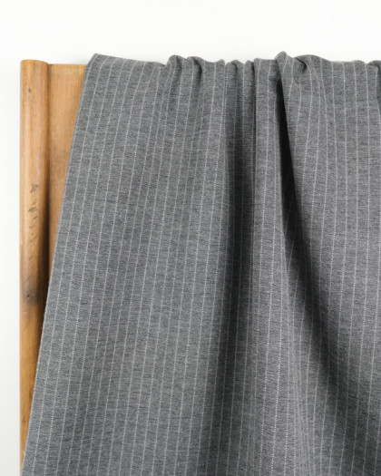Jersey épais Ponte gris rayure tennis x10cm -  Mercerine