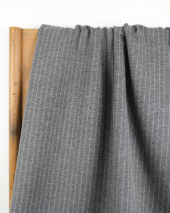 Jersey épais Ponte gris rayure tennis x10cm -  Mercerine