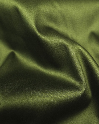 Satin de coton vert armée stretch