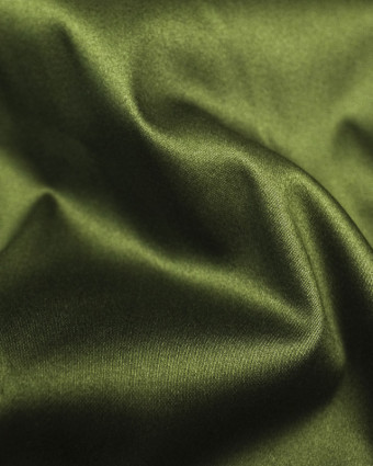 Satin de coton vert armée stretch