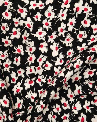 Viscose fleurie fond noir - Tissu au mètre - Mercerine