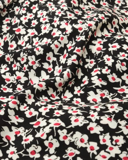  Viscose fleurie Ariane fond noir -  Mercerine