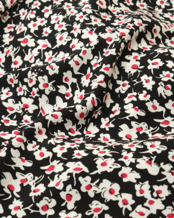  Viscose fleurie Ariane fond noir -  Mercerine