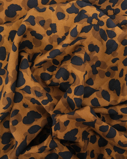 Viscose Marron Motif Effet Léopard - Mercerine
