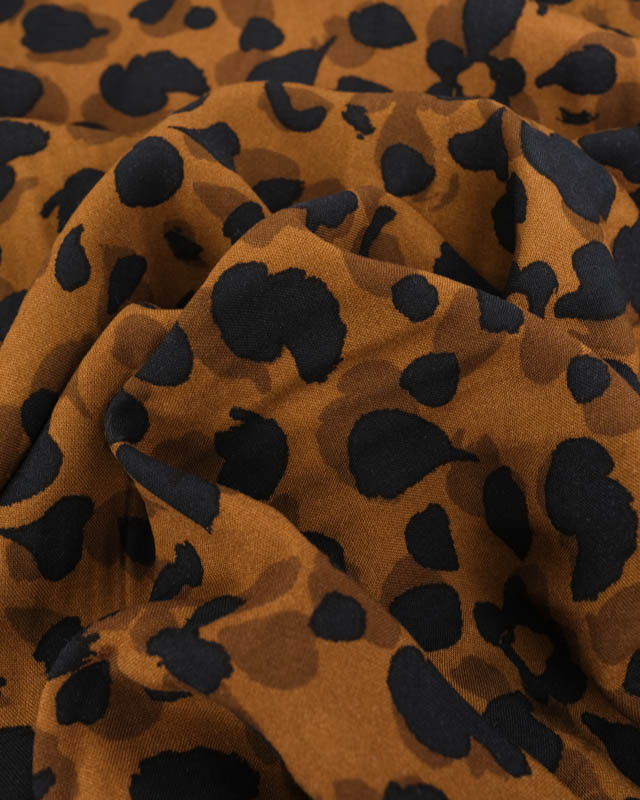 Viscose Marron Motif Effet Léopard - Mercerine