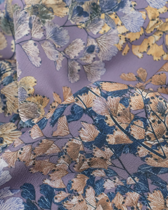 Tissu Fluide Branchage  Lilas  - Mercerine