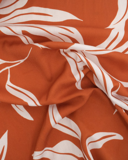 Popeline de Viscose Imprimée India Terracotta - Mercerine