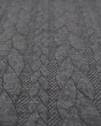 Tissu Sweat Effet Tricot gris - Mercerine