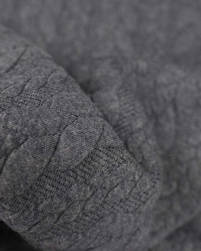 Tissu Sweat Effet Tricot gris - Mercerine