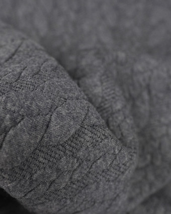 Tissu Sweat Effet Tricot gris - Mercerine