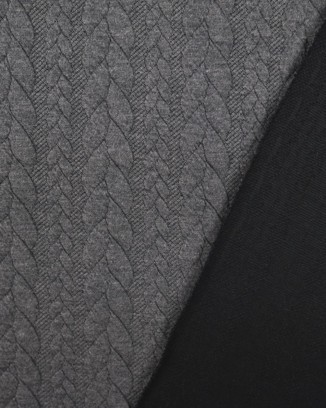 Tissu Sweat Effet Tricot gris - Mercerine